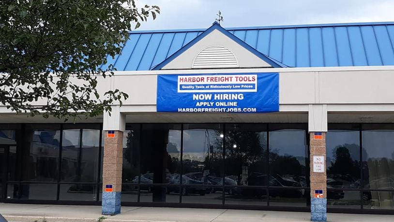 The Harbor Freight Tools storefront in Xenia at the Kroger Shopping Plaza.