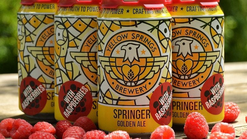 Yellow Springs Brewery will release its Springer Golden Ale with Raspberries in cans today. SUBMITTED