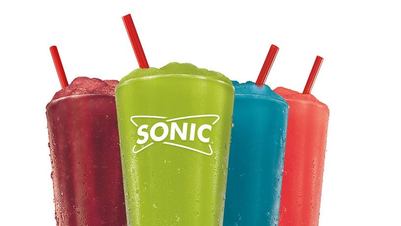 Sonic Drive-In has a new summer Snow Cone Slush lineup that includes (L-R) Tiger's Blood, Pickle Juice, Blue Hawaiian and Bahama Mama (Photo by Sonic via Business Wire)