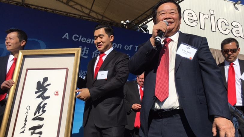 Fuyao Global Chairman Cho Tak Wong at the formal opening of the Fuyao Glass America plant in Moraine in October. THOMAS GNAU/STAFF