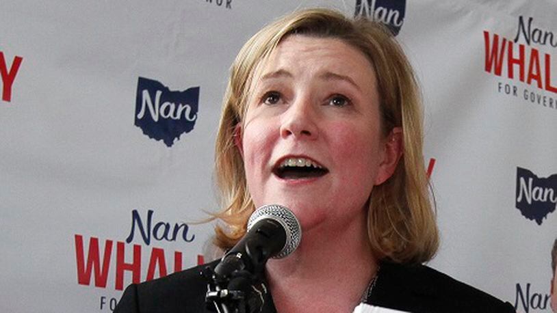 Dayton Mayor Nan Whaley, a Democrat, announces she is running for Ohio governor in front of a crowd of supporters at Warped Wing Brewery Monday, May 8, 2017. CHRIS STEWART / STAFF