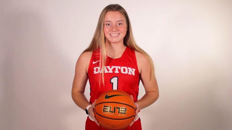 Lauren Pallotta poses for a photo on her visit to Dayton. Contributed photo