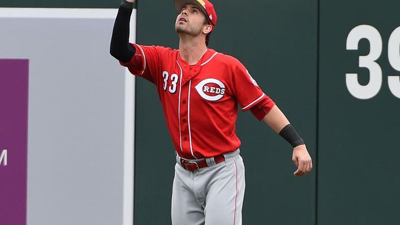 SCOTTSDALE, AZ - FEBRUARY 27: Jesse Winker #33 of the Cincinnati Reds catches a fly ball during the second inning against the Arizona Diamondbacks at Salt River Fields at Talking Stick on February 27, 2017 in Scottsdale, Arizona. (Photo by Norm Hall/Getty Images)