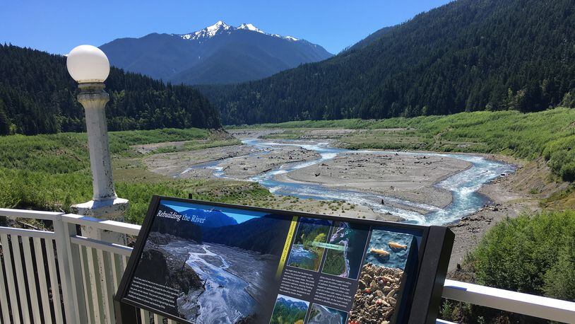 The former Glines Canyon Dam is now a tourist attraction at Olympic National Park. The Elwha River runs free through what used to be a 210-foot tall hydropower dam.(Doug MacDonald/Seattle Times/TNS)
