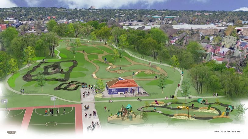 A rendering of the Bike Yard at Welcome Park. The city hopes to complete a children's bicycle playground this spring. CONTRIBUTED