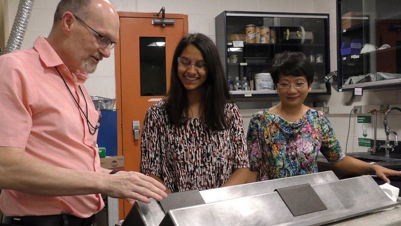 Jasmine Hughes, a second-year Wright Scholar, worked in the composites laboratory of the Materials and Manufacturing Directorate under the guidance of Dr. Hilmar Koerner and Thao Gibson.