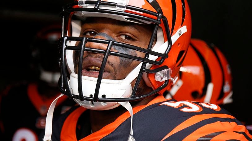 Cincinnati Bengals outside linebacker Vontaze Burfict prepares to take the field before an NFL football game against the Indianapolis Colts, Sunday, Oct. 29, 2017, in Cincinnati. (AP Photo/Gary Landers)
