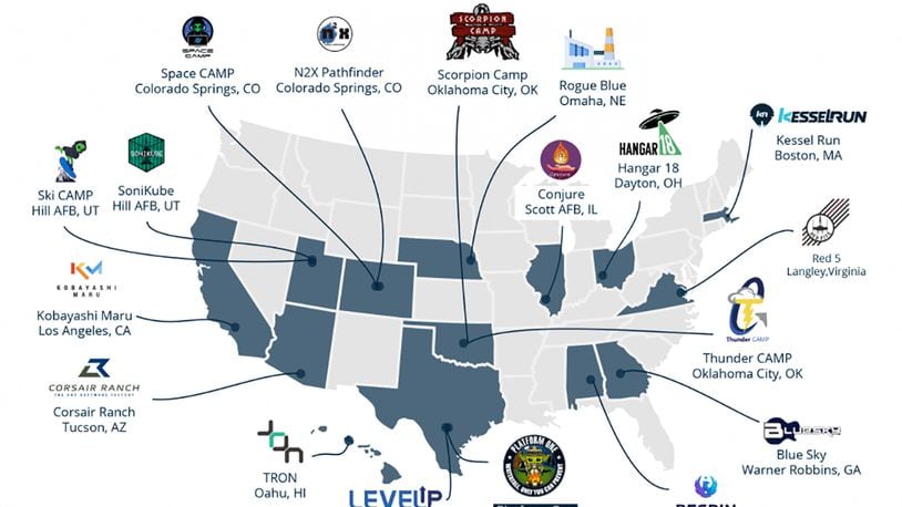 The Department of the Air Force now boasts a software ecosystem of 17 innovation hubs and software factories under one platform across the United States. COURTESY ILLUSTRATION