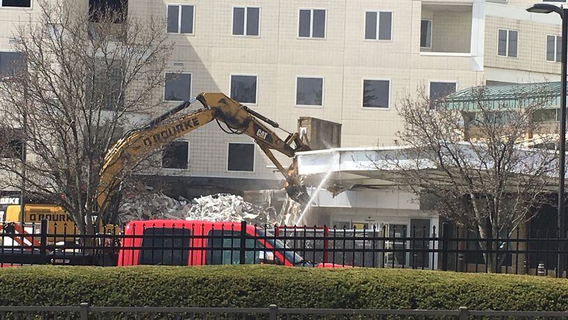 Outside demolition began Tuesday of Good Samaritan Hospital.