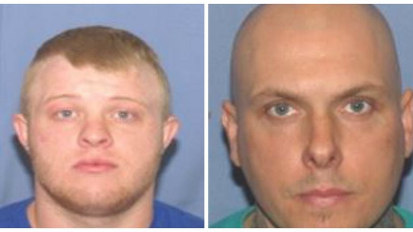 Logan Fithen, at left, and James Adams III, at right, are suspected of escaping overnight from a minimum-secuirty jail in Warren County.