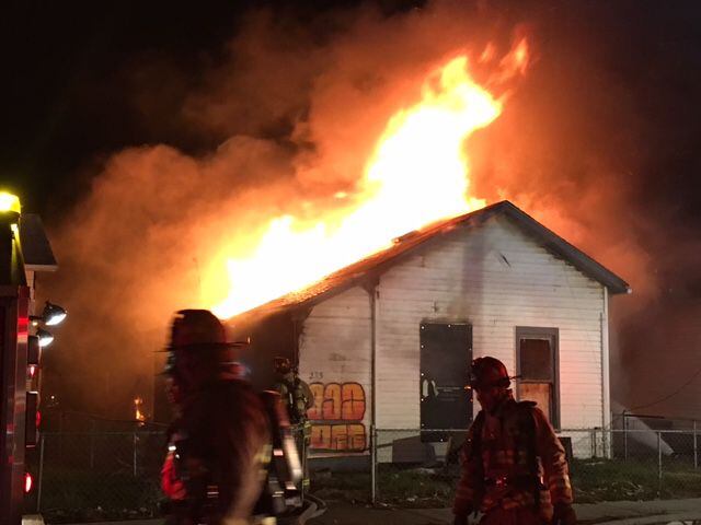 Structure in Dayton erupts in flames