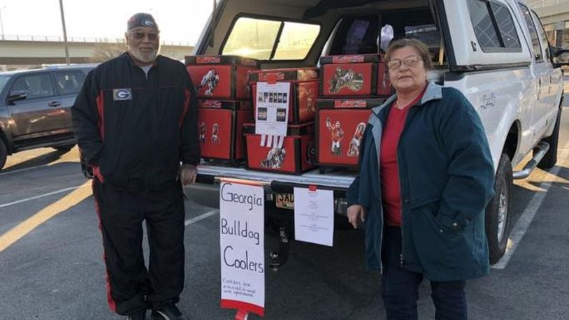 Aaron and Helga Thompson of Covington, Georgia, are  selling themed coolers.