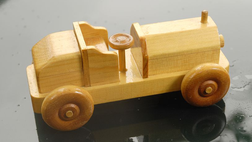 Wooden toy car.