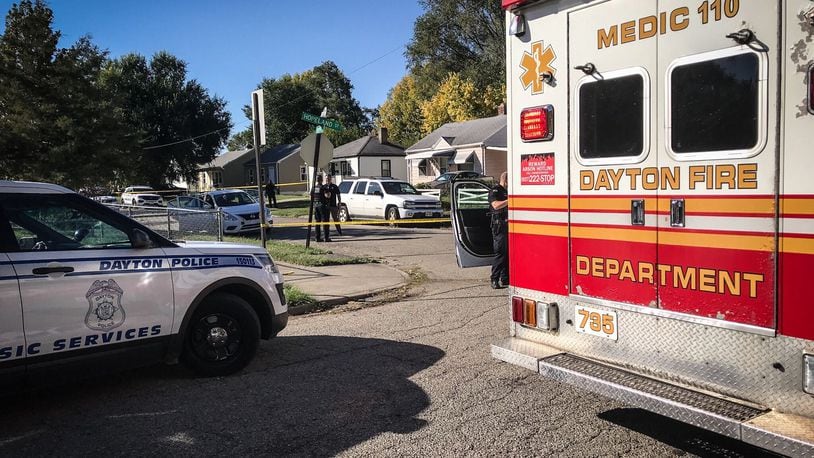 Police are investigating a shooting that happened Tuesday afternoon, Oct. 13, 2020, in the area of Hopeland and Smith streets in Dayton. JIM NOELKER/STAFF