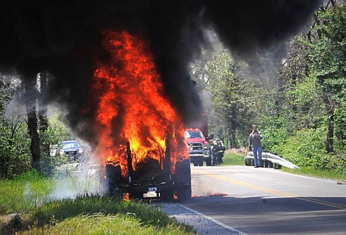 Tractor catches fire near Enon