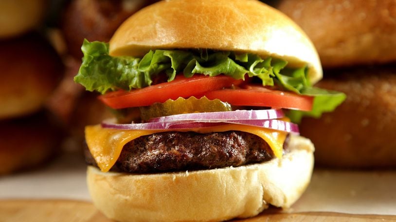 A hamburger on a homemade brioche hamburger bun. (Kirk McKoy/Los Angeles Times/TNS)