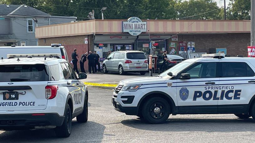 A man was flown to Miami Valley Hospital after a reported shooting at the Mini Mart Fuel America gas station on Selma Road in Springfield. | BILL LACKEY/STAFF