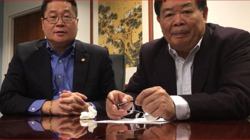 From left, Jeff Liu, Fuyao Glass America chief executive, and Cho Tak Wong, Fuyao Global chairman. THOMAS GNAU/STAFF