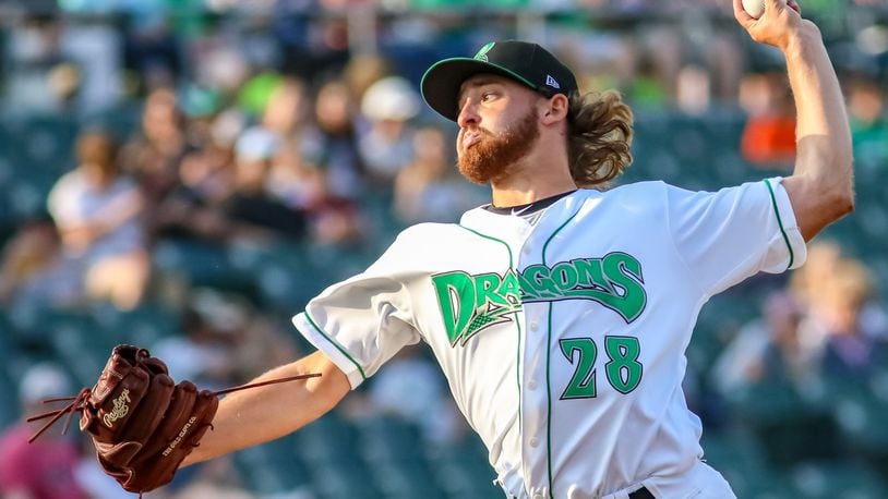 Findlay native and former Ohio State University pitcher Connor Curlis picked up his first victory of the season as the Dayton Dragons beat the Lansing Lugnuts 8-1 on Tuesday night at Fifth Third Field, snapping a six-game losing streak. CONTRIBUTED PHOTO BY MICHAEL COOPER