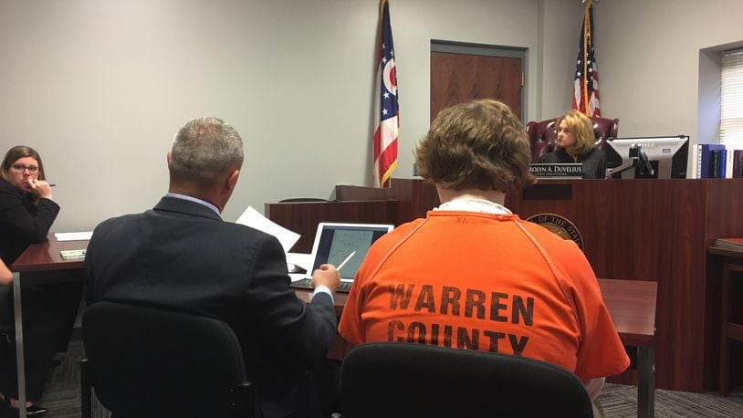 The 16-year-old son of Springboro teacher Amy Panzeca is shown during an earlier juvenile court hearing in the case stemming from a drug raid at their home in May. On Monday, his lawyer met privately with the judge and a plea hearing was scheduled. STAFF