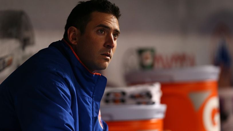 NEW YORK, NY - APRIL 03: Matt Harvey #33 of the New York Mets looks on from the dugout after being pinch hit for in the fifth inning against the Philadelphia Phillies during a game at Citi Field on April 3, 2018 in the Flushing neighborhood of the Queens borough of New York City. (Photo by Rich Schultz/Getty Images)