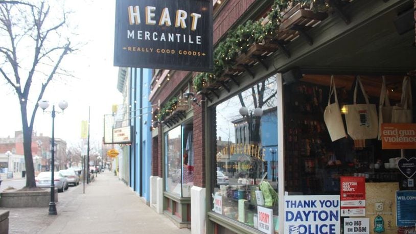 Heart Mercantile in Dayton’s historic Oregon District is closed as a precaution after an employee became ill and owners were concerned it could be COVID-19.  AMELIA ROBINSON / STAFF FILE