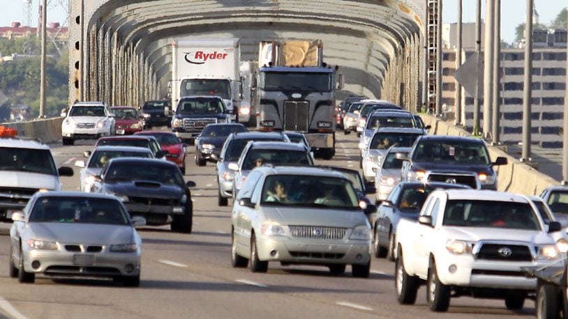 Five of the worst 100 congested area for trucks are in Ohio - and three are in Cincinnati, according to a list released by the American Transportation Research Institute. No. 5 on the list is the Interstate 71 at I-75 junction north of the Brent Spence Bridge. STAFF FILE/2011