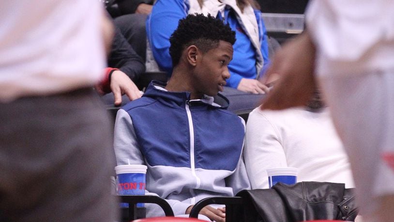 Zeb Jackson watches a Dayton game against George Washington on Saturday, March 3, 2018, at UD Arena.