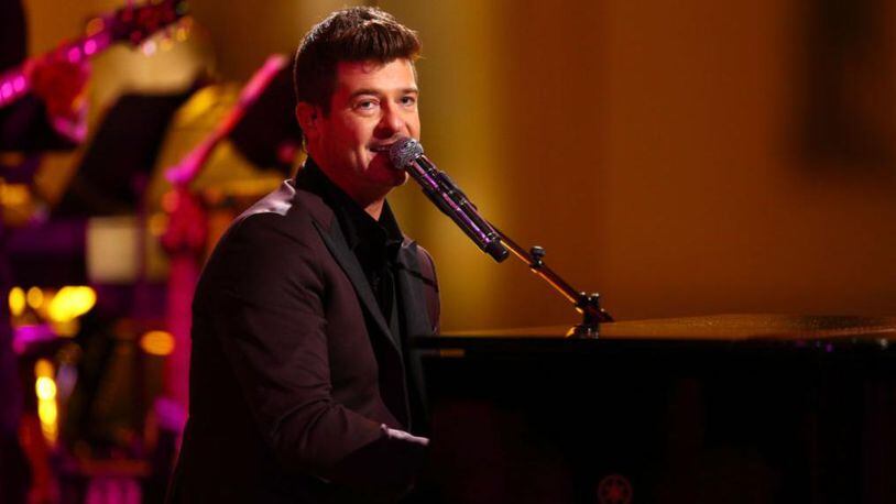 Singer-songwriter Robin Thicke performs onstage during the VH1 'Dear Mama' taping on May 6, 2017 in Los Angeles, California.  (Photo by Rich Fury/Getty Images for VH1)