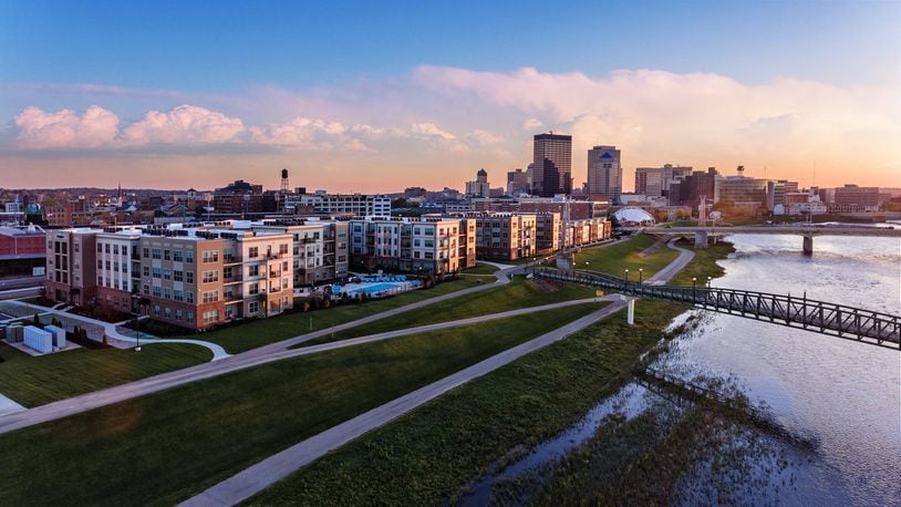 Woodard Development’s Water Street District project in downtown Dayton is located near the convergence of the Great Miami River and the Mad River.