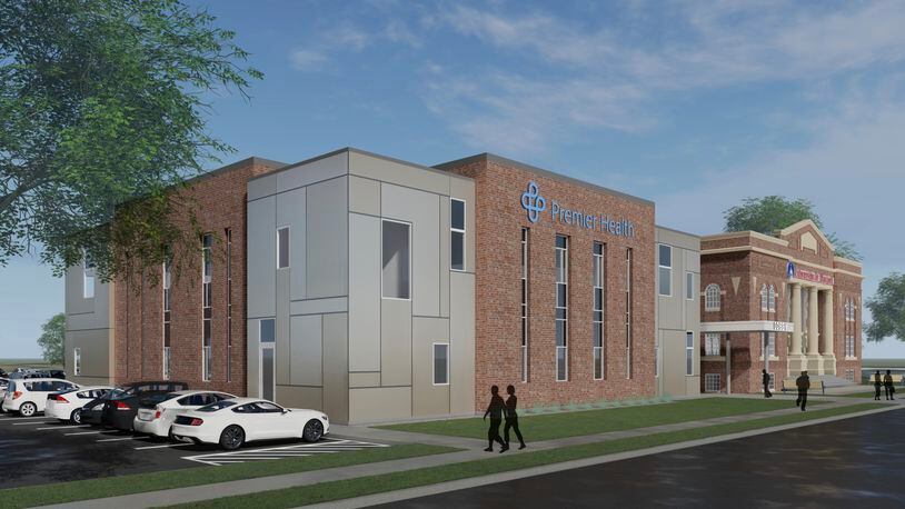 A rendering of the new Premier Health building that would go in near the University of Dayton. Contributed.