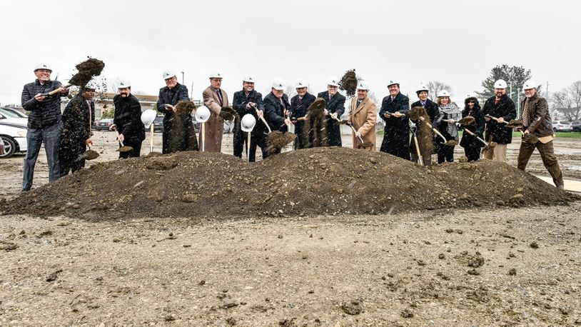 Kettering Health Network and Hamilton officials break ground on Hamilton Health Center on Main during a ceremony Monday, April 16 at the site of the former Skating on Main skating rink on Main Street in Hamilton. NICK GRAHAM/STAFF