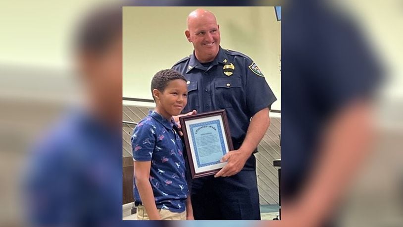 Adrian Alvarenga this week was called “courageous” and singled out for his “bravery” for his Feb. 22 actions at John F. Kennedy Elementary School, Kettering Police Chief Chip Protsman said. CONTRIBUTED