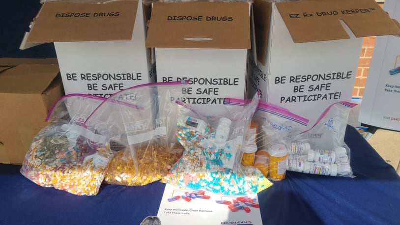 Franklin Police Department collected more than 32 pounds of pills as part of DEA National Drug Take Back Day on Oct. 24, 2020. Photo courtesy Franklin Police Department