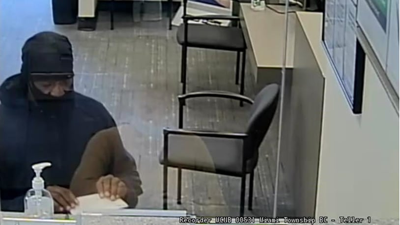 Police are seeking information in a bank robbery reported on Monday, Oct. 26, 2020, at Fifth Third Bank on North Springboro Pike in Miami Twp. / Photo courtesy Miami Twp. Police Department