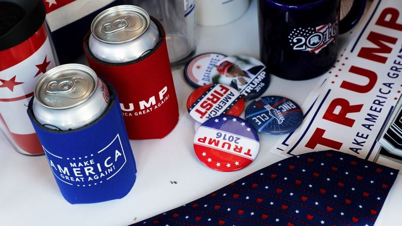 CLEVELAND, OH - JULY 19: Campaign souvenirs seen on the second day of the Republican National Convention on July 19, 2016 at the Quicken Loans Arena in Cleveland, Ohio. An estimated 50,000 people are expected in Cleveland, including hundreds of protesters and members of the media. The four-day Republican National Convention kicked off on July 18. (Photo by Chip Somodevilla/Getty Images)