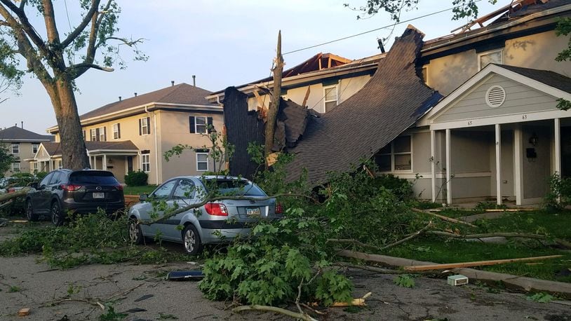 Approximately 150 homes in the Prairies at Wright Field housing area were damaged, some significantly, during the storm that passed through the Dayton area late on May 27. (U.S. Air Force photo/Wes Farnsworth)
