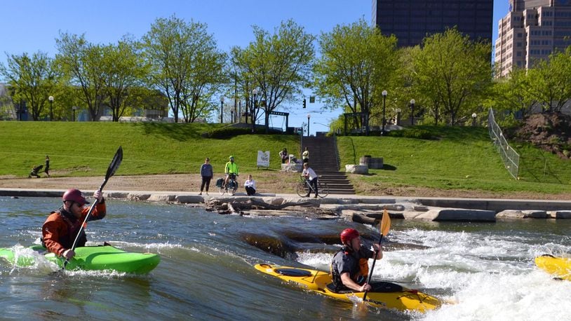The James M. Cox Foundation in 2011 made a $1 million challenge grant to the RiverScape River Run project to remove the dangerous Monument Avenue low dam and create a much safer fast-water kayak and canoe recreation destination and other recreational opportunities along the Great Miami River. FILE