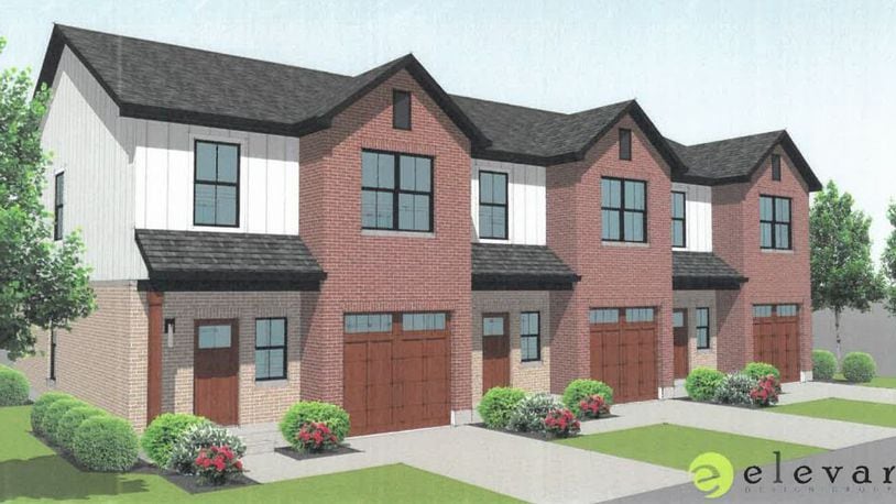 Renderings of new townhomes proposed for an area of Butler Twp., northwest of Miller Lane. CONTRIBUTED