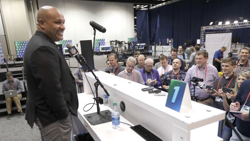 Cleveland Browns coach Hue Jackson knows what to do in front of the cameras. AP photo