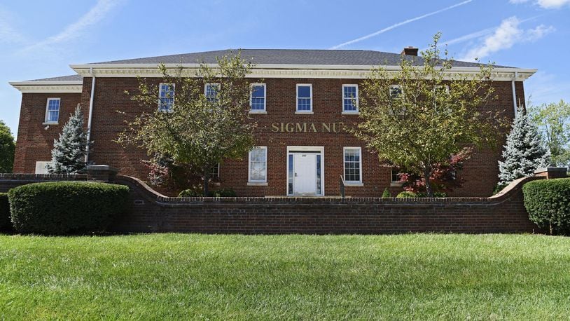 Miami University suspended the Sigma Nu fraternity in May 2015, citing hazing and unregistered, alcohol-fueled parties. The fraternity was already on probation for previous violations. It will be suspended until May 2018 but can submit a proposal to reopen as early as next year. NICK GRAHAM / STAFF