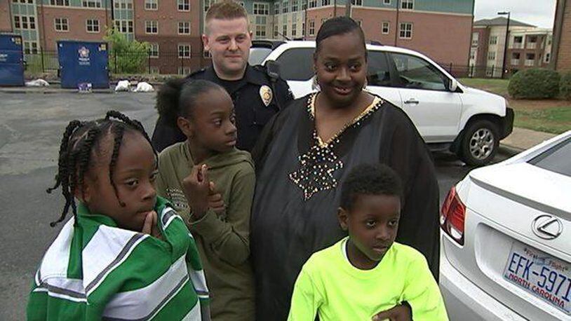 Charlotte police officer Caleb Costner secured tickets for two boys who were wounded in a recent shooting incident.