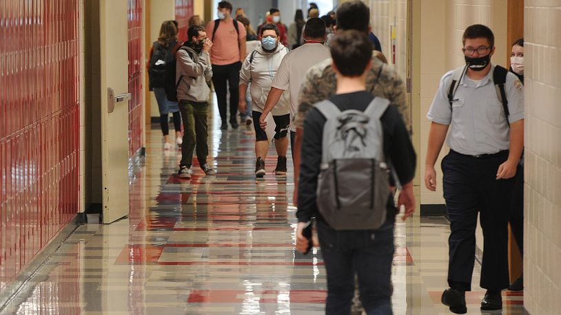 Hallways at Stebbins high school are less crowded because the students are on a rotating daily schedule. MARSHALL GORBY\STAFF