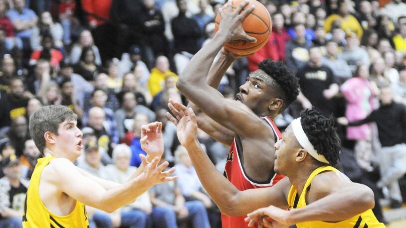 Trotwood’s Carl Blanton scored 18 points. Trotwood-Madison defeated host Sidney 90-69 in a boys high school basketball game on Friday, Jan. 25, 2019. MARC PENDLETON / STAFF