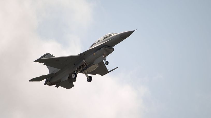 An F-16 jet coming in for a landing. FILE