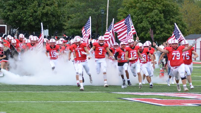 Tippecanoe takes the field before a game against Xenia on Thursday, Sept. 23, 2021, in Tipp City. Photo by Eric Frantz