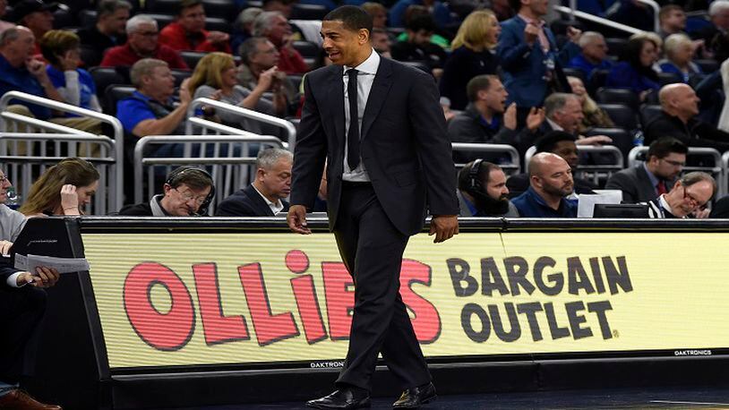 Connecticut head coach Kevin Ollie walks back to the bench in the second half in a first-round game at the American Athletic Conference Tournament against SMU at the Amway Center in Orlando, Fla., Thursday, March 8, 2018. (Brad Horrigan/Hartford Courant/TNS)