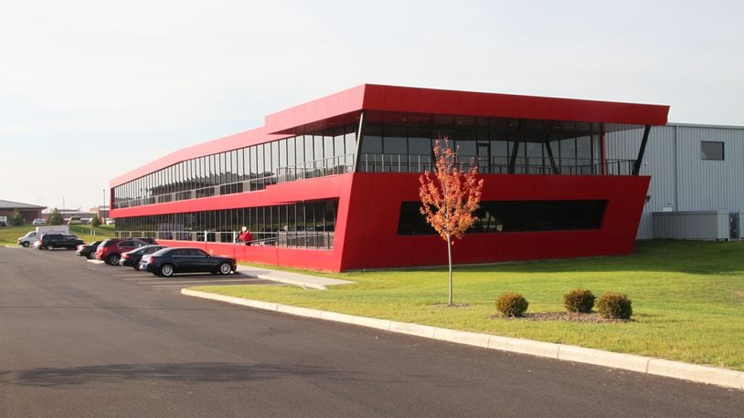 The Superior Abrasives building features a unique exterior, which resembles a large red ‘S.’ CONTRIBUTED