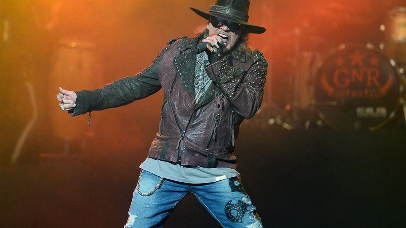 LAS VEGAS, NV - MAY 21: Singer Axl Rose of Guns N' Roses performs at The Joint inside the Hard Rock Hotel & Casino during the opening night of the band's second residency, "Guns N' Roses - An Evening of Destruction. No Trickery!" on May 21, 2014 in Las Vegas, Nevada. (Photo by Ethan Miller/Getty Images)