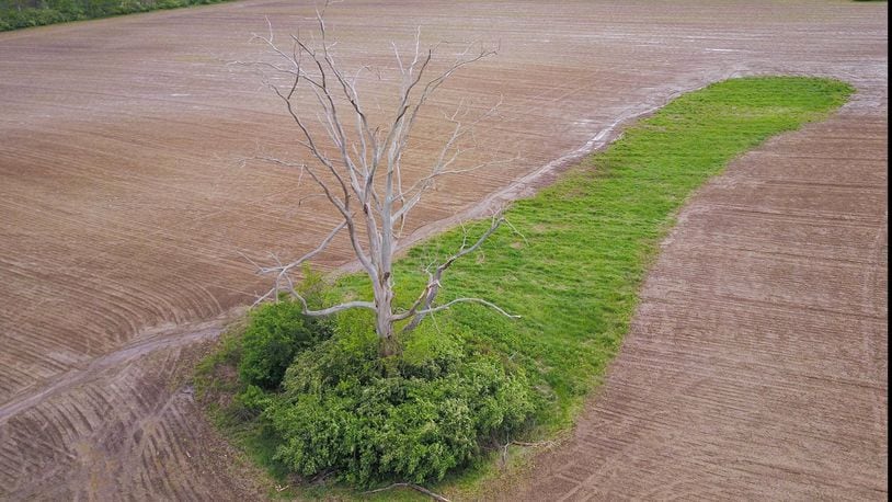 An aerial view of land in Miami Twp. where Ryan Homes proposed building 88 single-family homes. Miami Twp. Trustees rejected the proposal this week. TY GREENLEES/STAFF